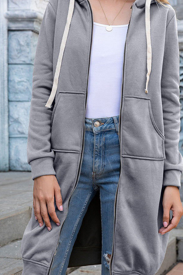 Comfortable Full Zip Up Hoodie Womens Long Fleece Sweatshirt with Pockets