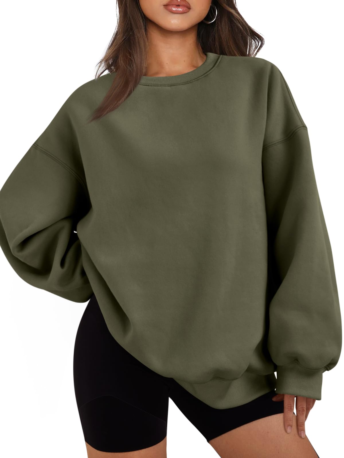 Womens Oversized Sweatshirts Hoodies Fleece Crew Neck Pullover Sweaters Casual Comfy Fall Fashion Outfits Clothes 2024