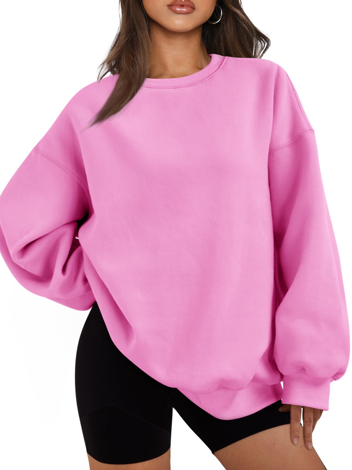 Womens Oversized Sweatshirts Hoodies Fleece Crew Neck Pullover Sweaters Casual Comfy Fall Fashion Outfits Clothes 2024