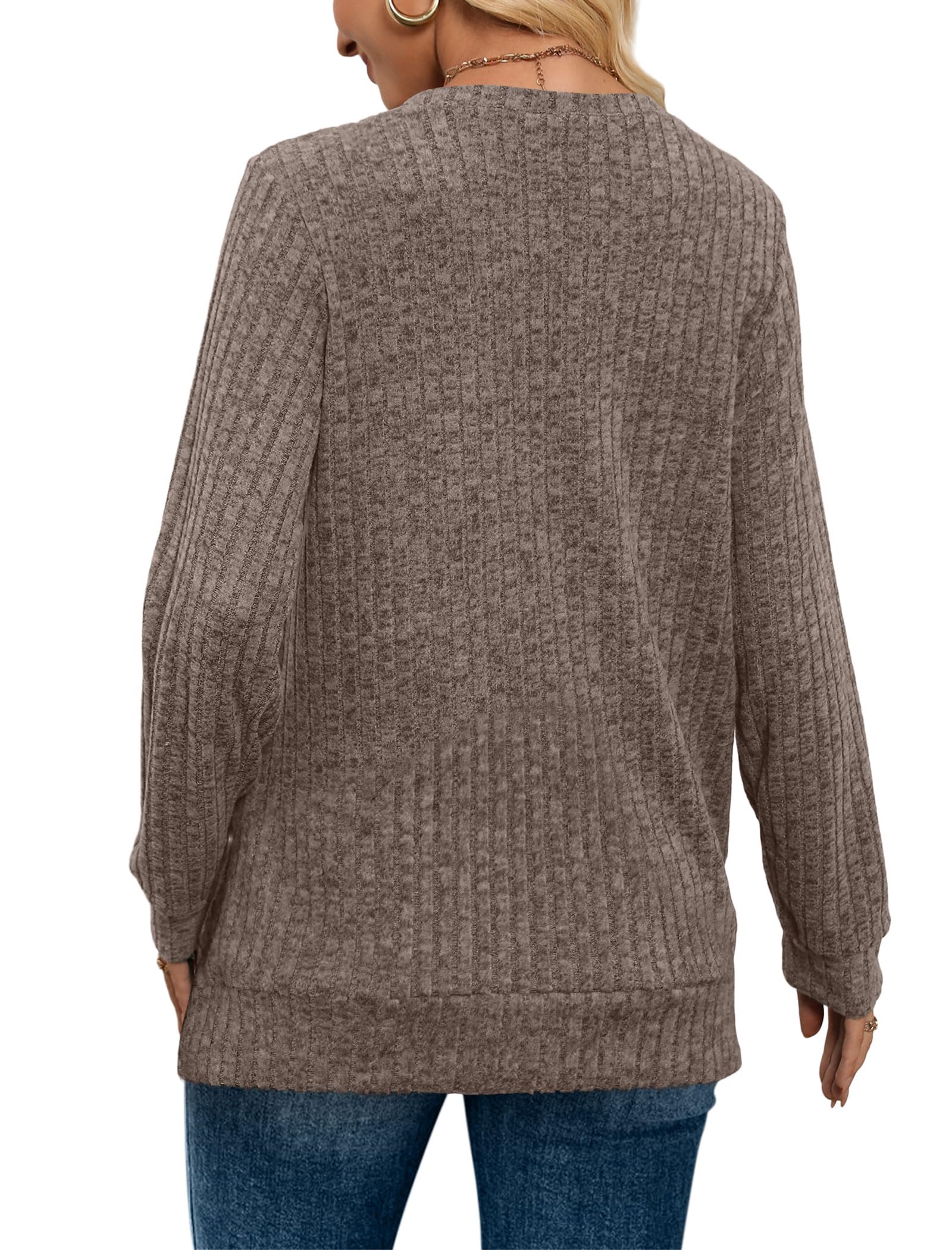 V Neck Long Sleeve Shirts for Women Casual Fall Tops Lightweight Tunic Sweaters Fashion Clothes 2024
