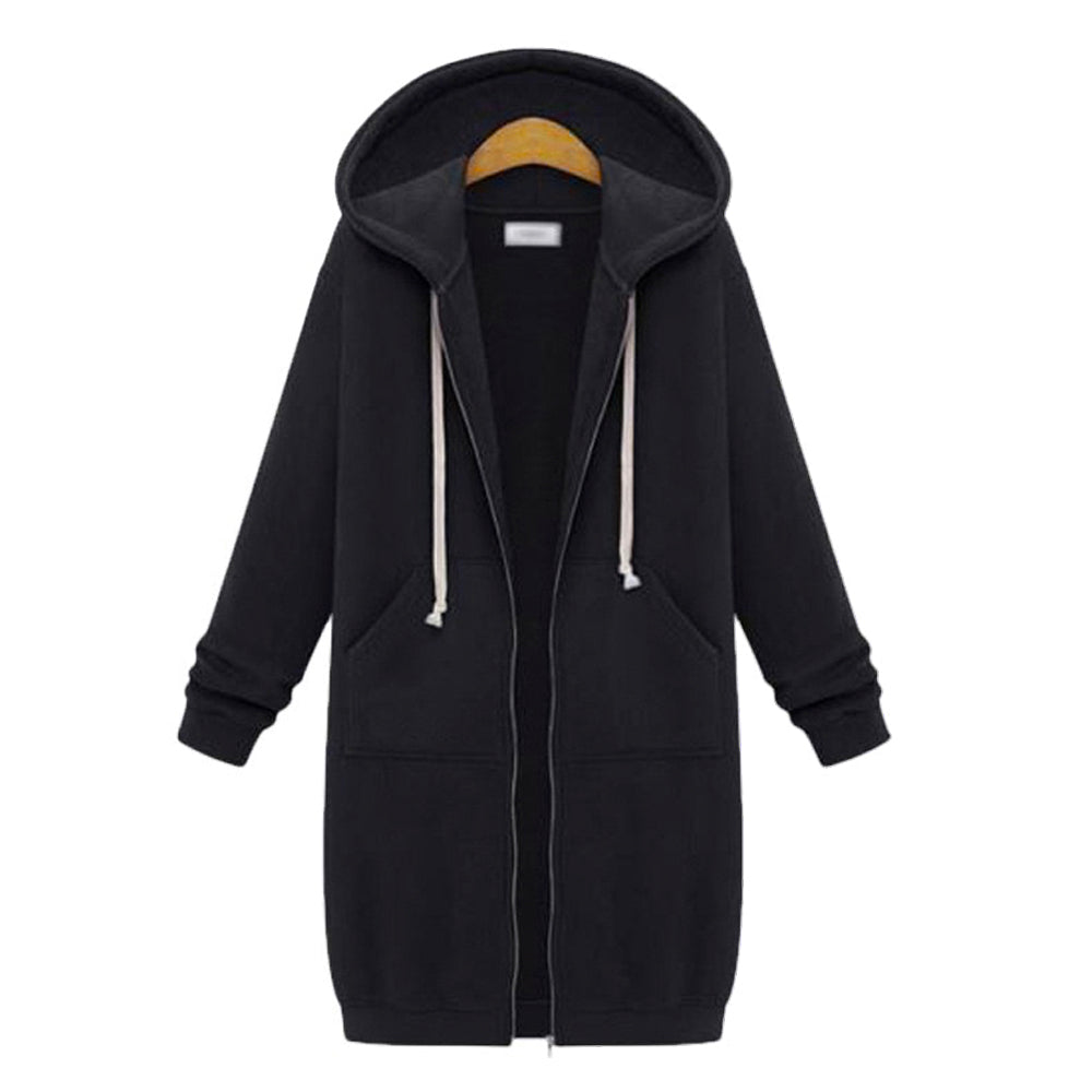Comfortable Full Zip Up Hoodie Womens Long Fleece Sweatshirt with Pockets