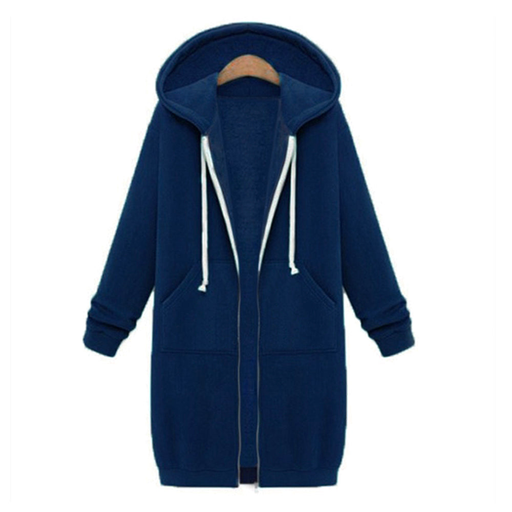 Comfortable Full Zip Up Hoodie Womens Long Fleece Sweatshirt with Pockets