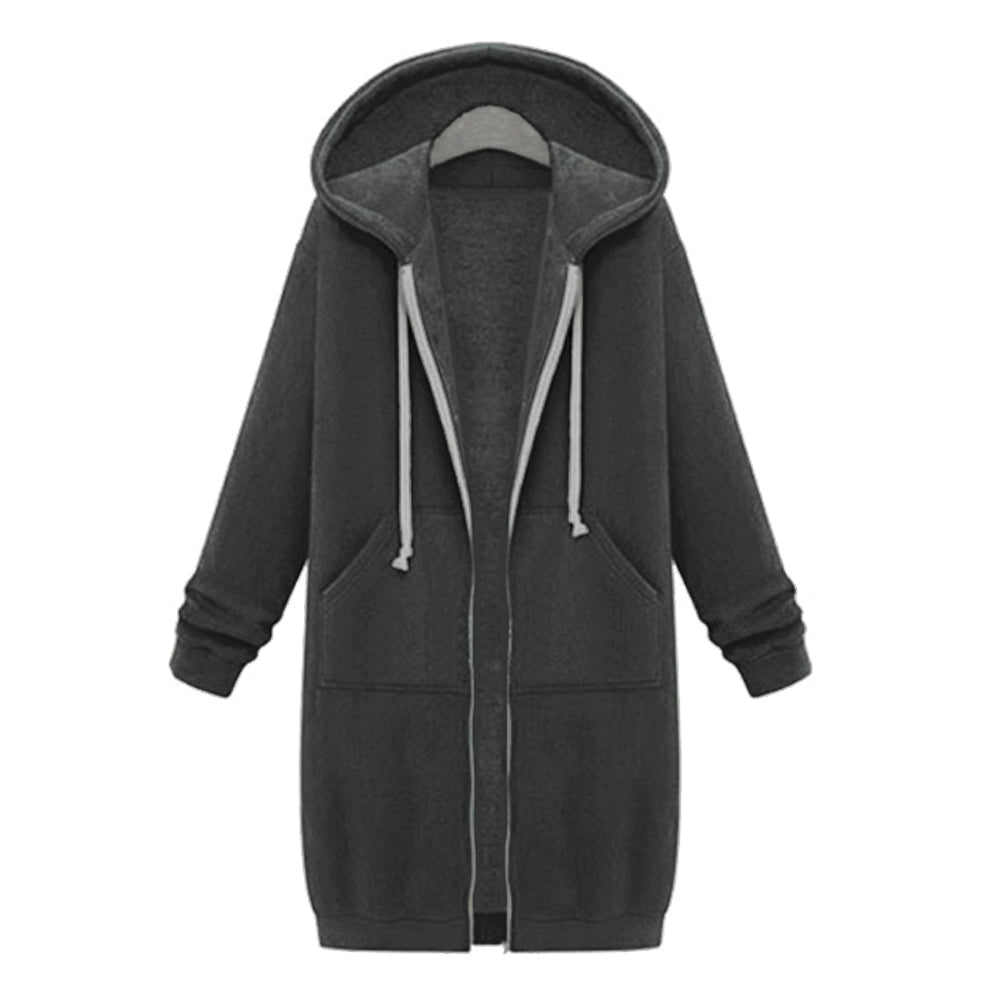 Comfortable Full Zip Up Hoodie Womens Long Fleece Sweatshirt with Pockets