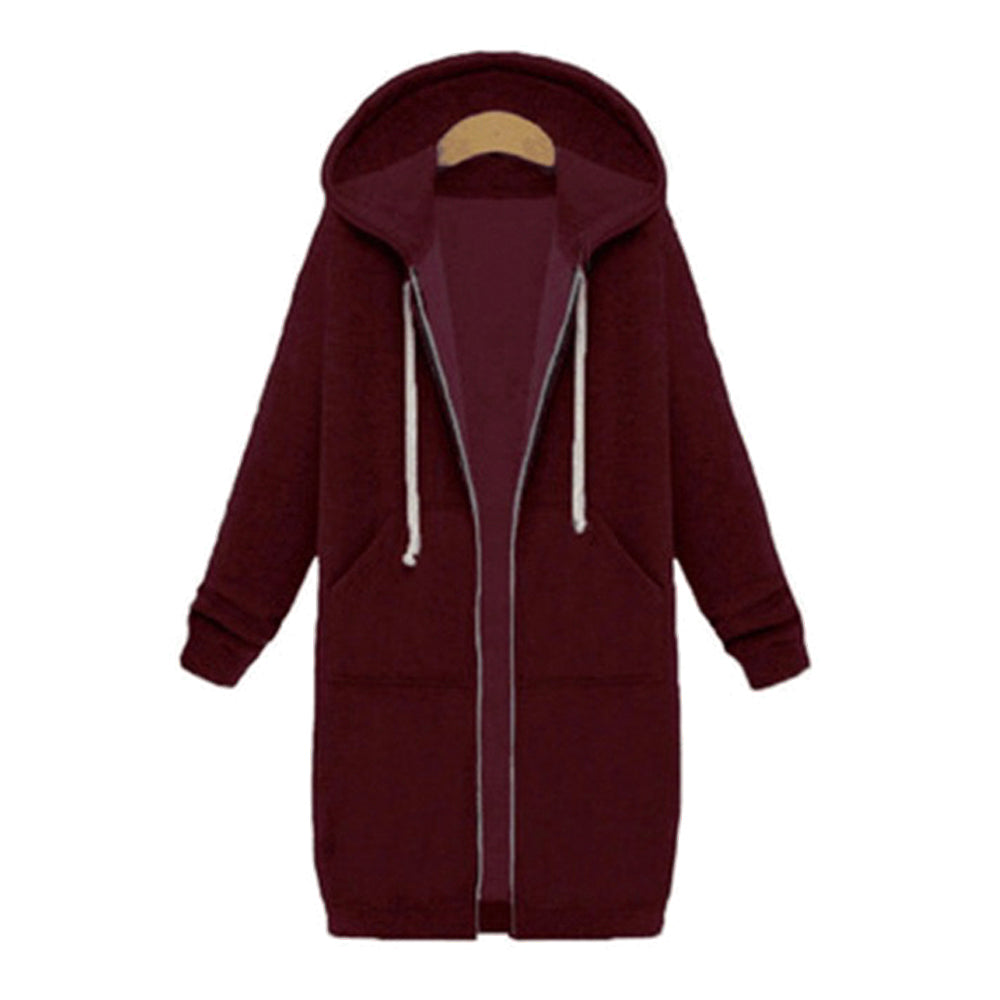 Comfortable Full Zip Up Hoodie Womens Long Fleece Sweatshirt with Pockets