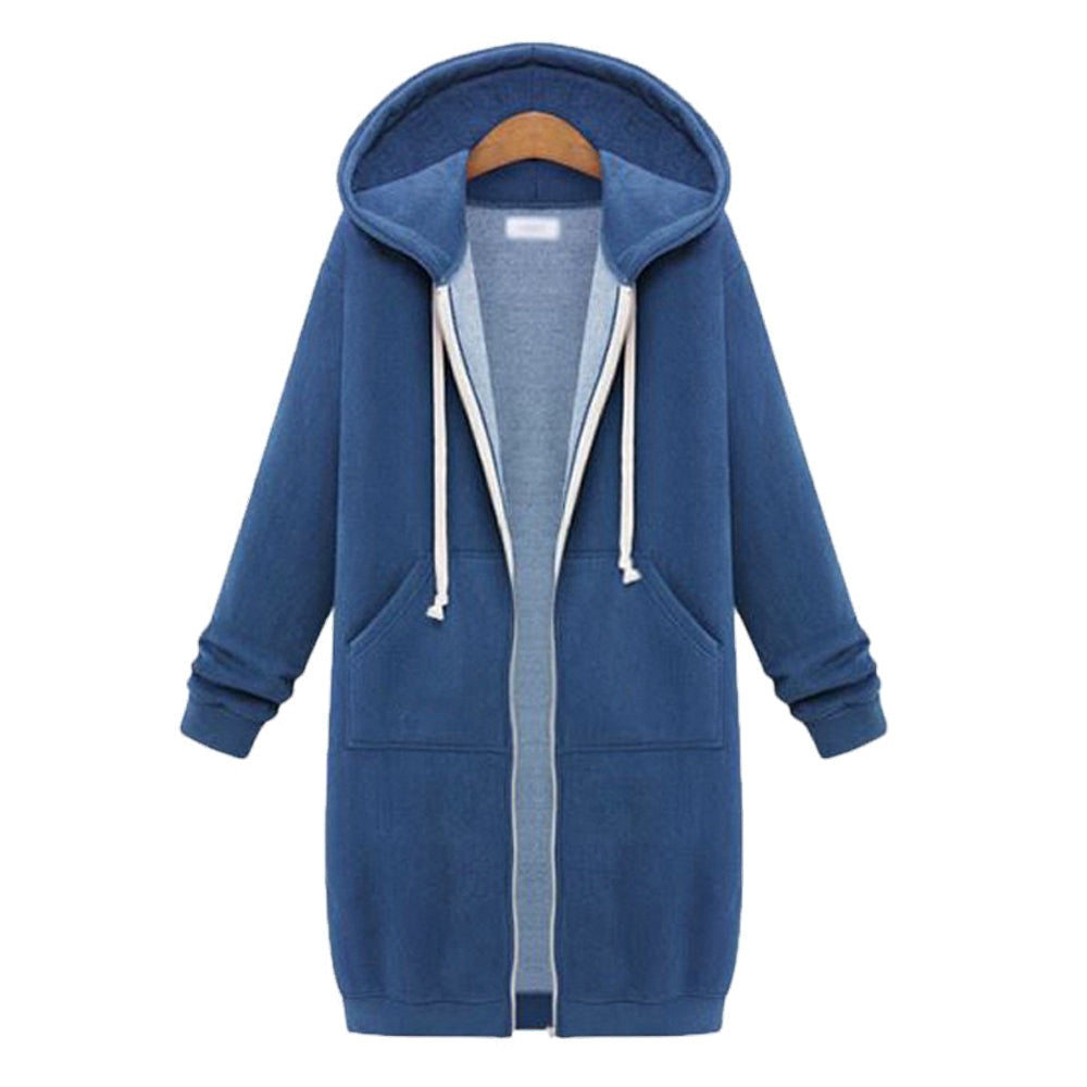 Comfortable Full Zip Up Hoodie Womens Long Fleece Sweatshirt with Pockets