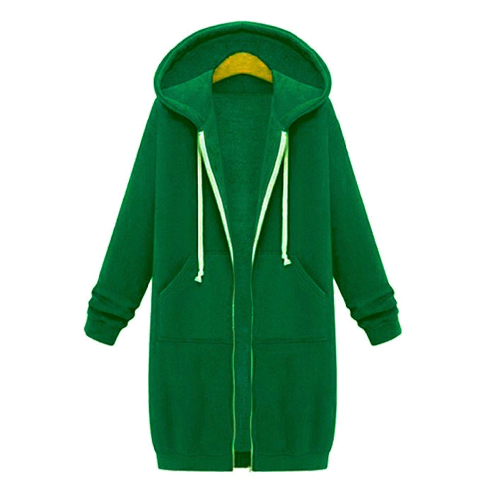 Comfortable Full Zip Up Hoodie Womens Long Fleece Sweatshirt with Pockets