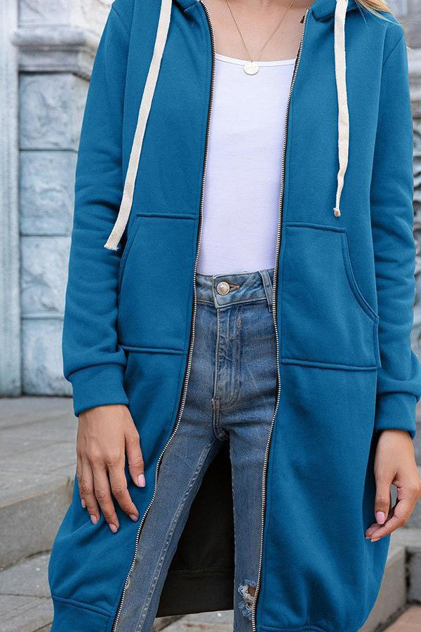 Comfortable Full Zip Up Hoodie Womens Long Fleece Sweatshirt with Pockets