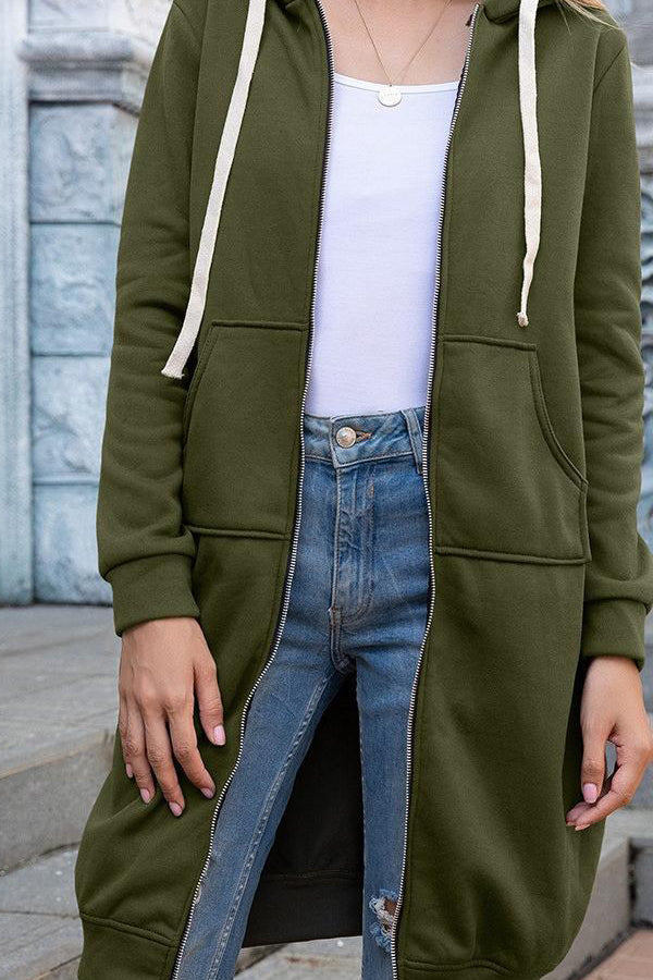 Comfortable Full Zip Up Hoodie Womens Long Fleece Sweatshirt with Pockets