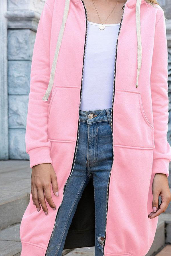Comfortable Full Zip Up Hoodie Womens Long Fleece Sweatshirt with Pockets