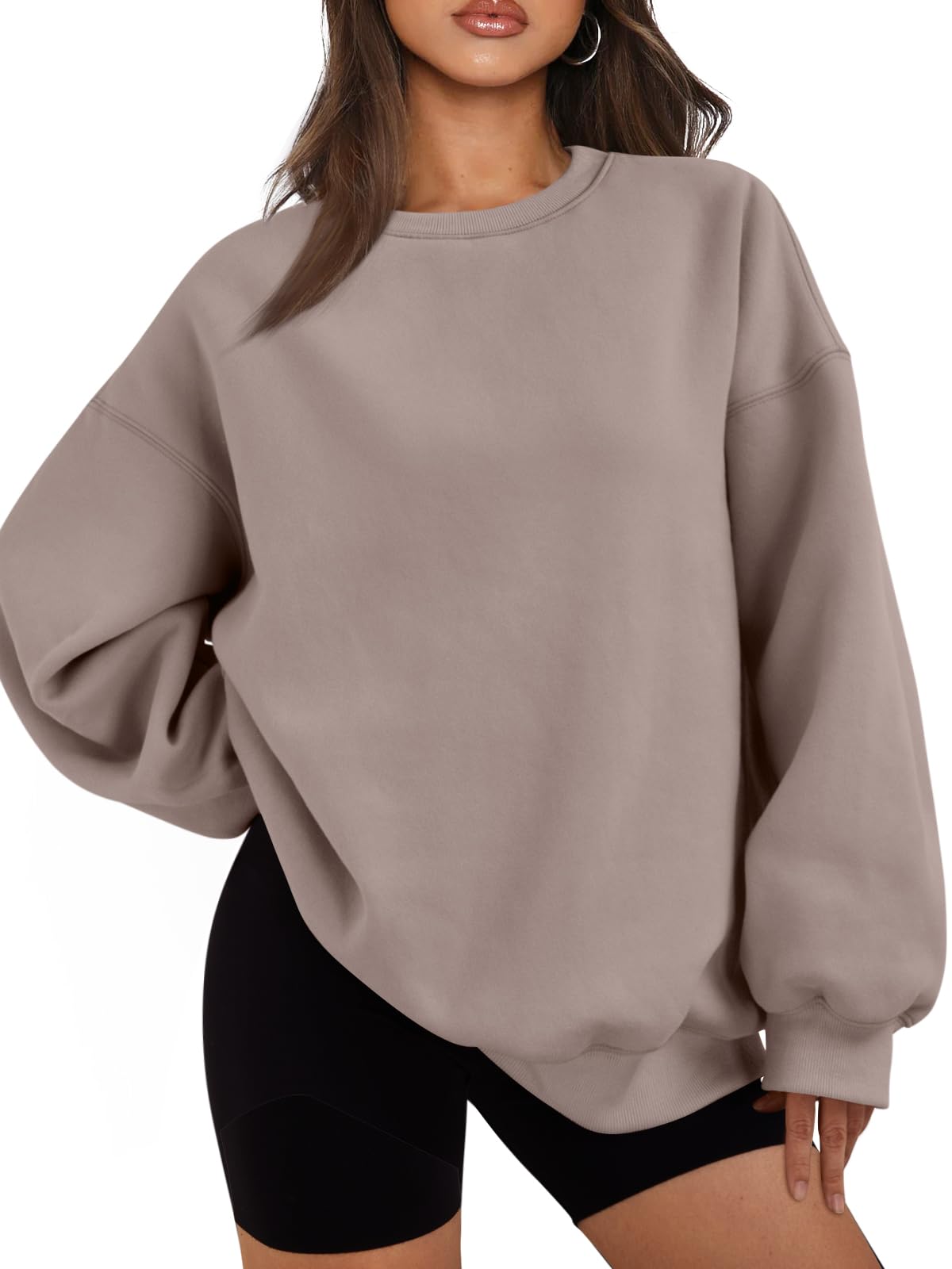 Womens Oversized Sweatshirts Hoodies Fleece Crew Neck Pullover Sweaters Casual Comfy Fall Fashion Outfits Clothes 2024